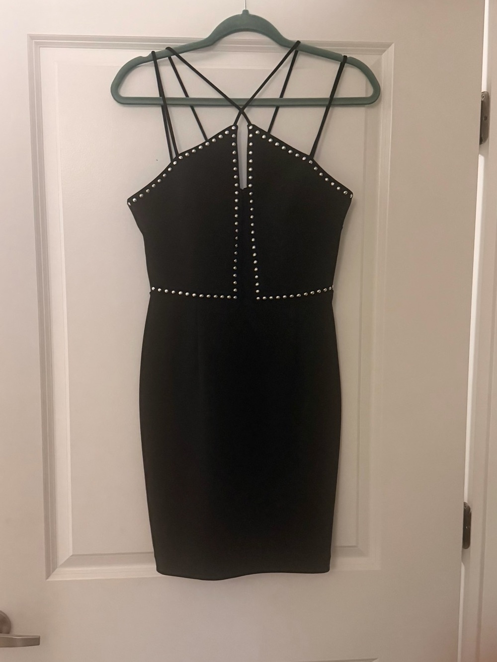Black Studded Strappy Mini Dress
